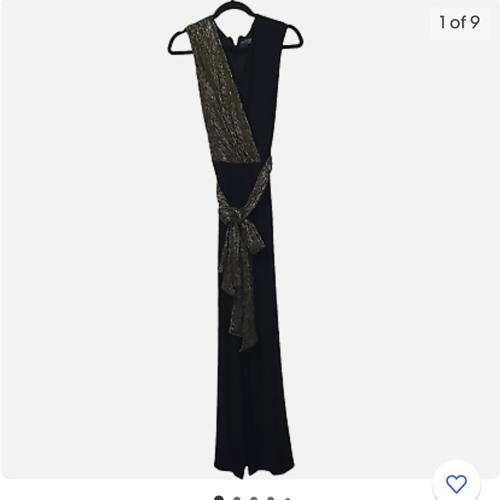 GABBY SKYE JERSEY & METALLIC RIB WIDE LEG JUMPSUIT
